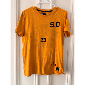 Superdry mens orange/ yellow and black graphic Short Sleeve Tee M